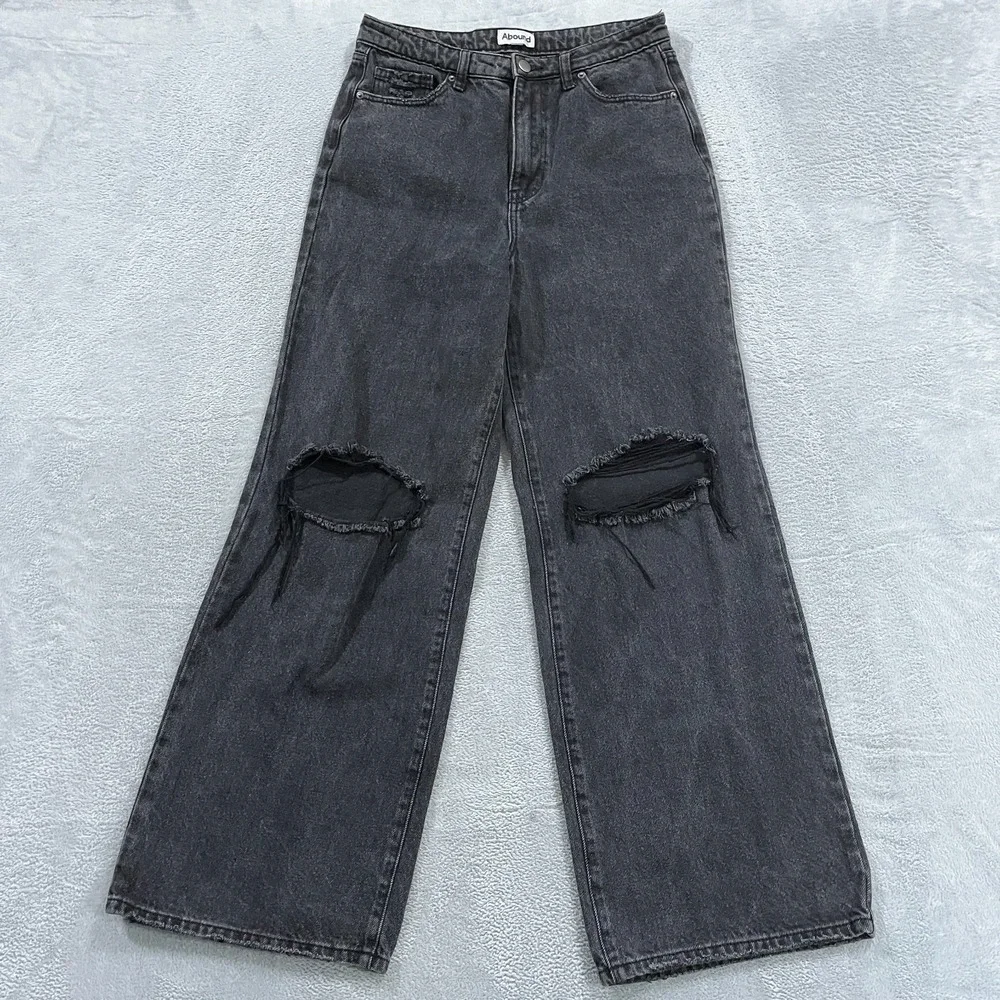 Abound Jeans Women's 29 High Rise Wide Leg Distressed Festival Y2K Grunge‎ Denim